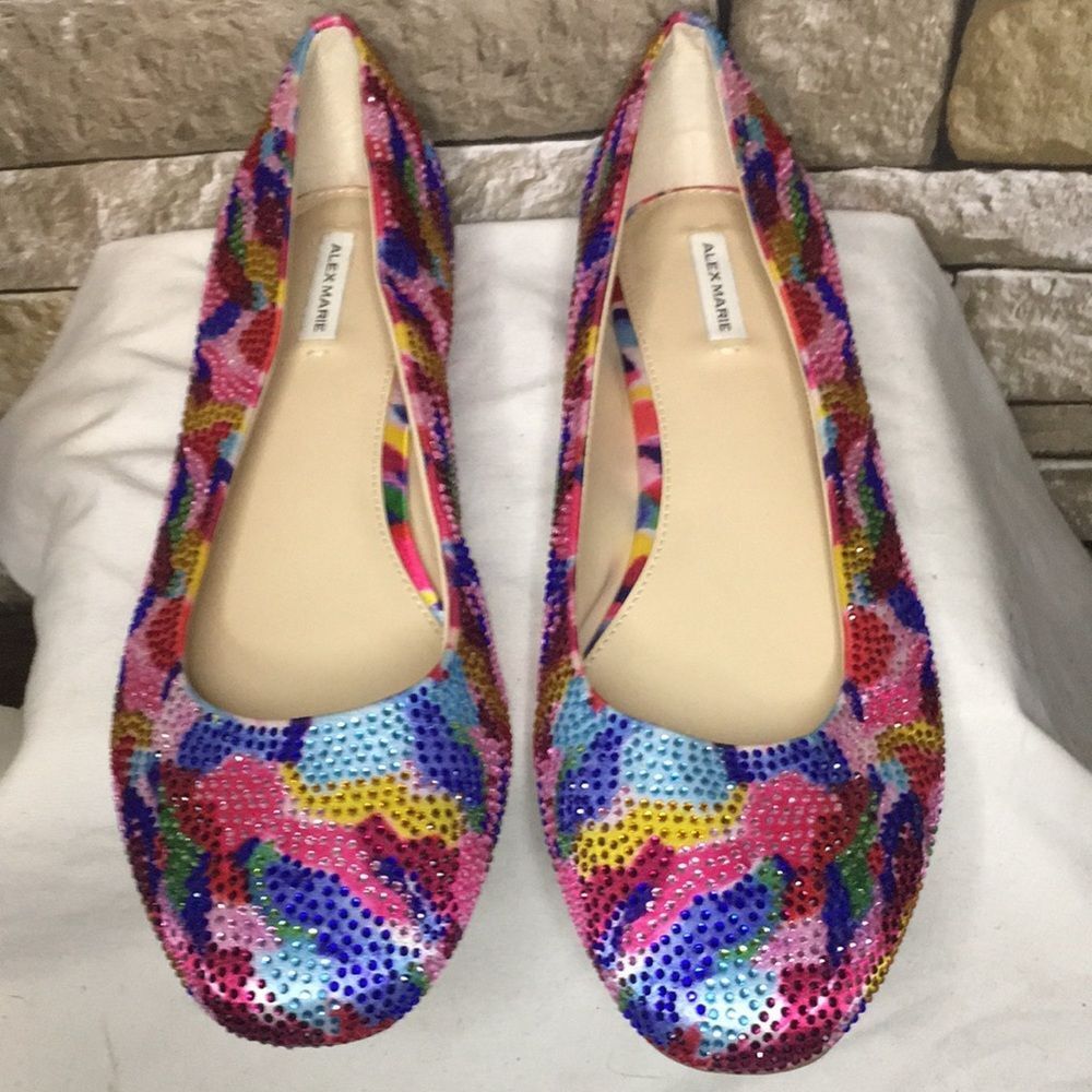 Alex Marie Multicolor Sequin Flats - Pink, Blue, Yellow, Green, Purple